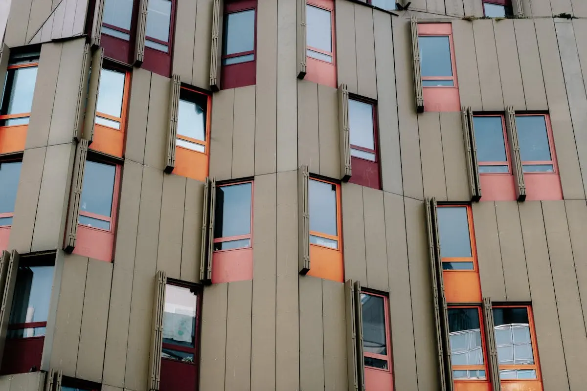 Contemporary architectural facade detail used to reinforce product feature precision